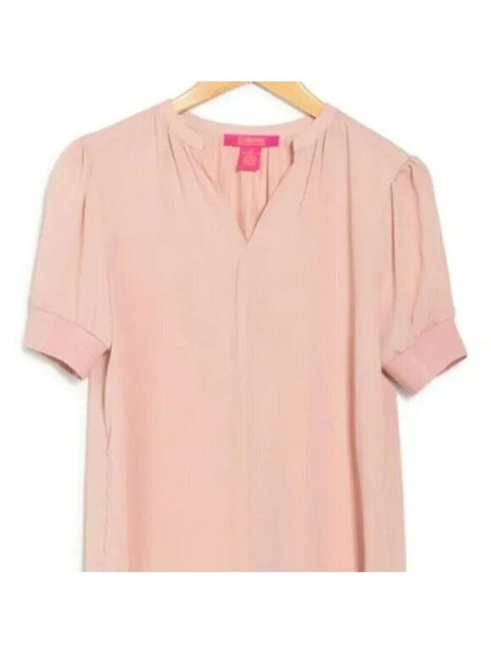 Catherine Malandrino BNWOT blush split neck small women short sleeve rib trim